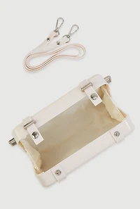 Womens Hard Shell Crossbody Clutch Bag, White