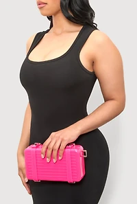 Womens Hard Shell Crossbody Clutch Bag, Pink