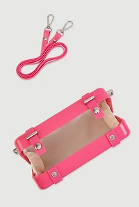 Womens Hard Shell Crossbody Clutch Bag, Pink
