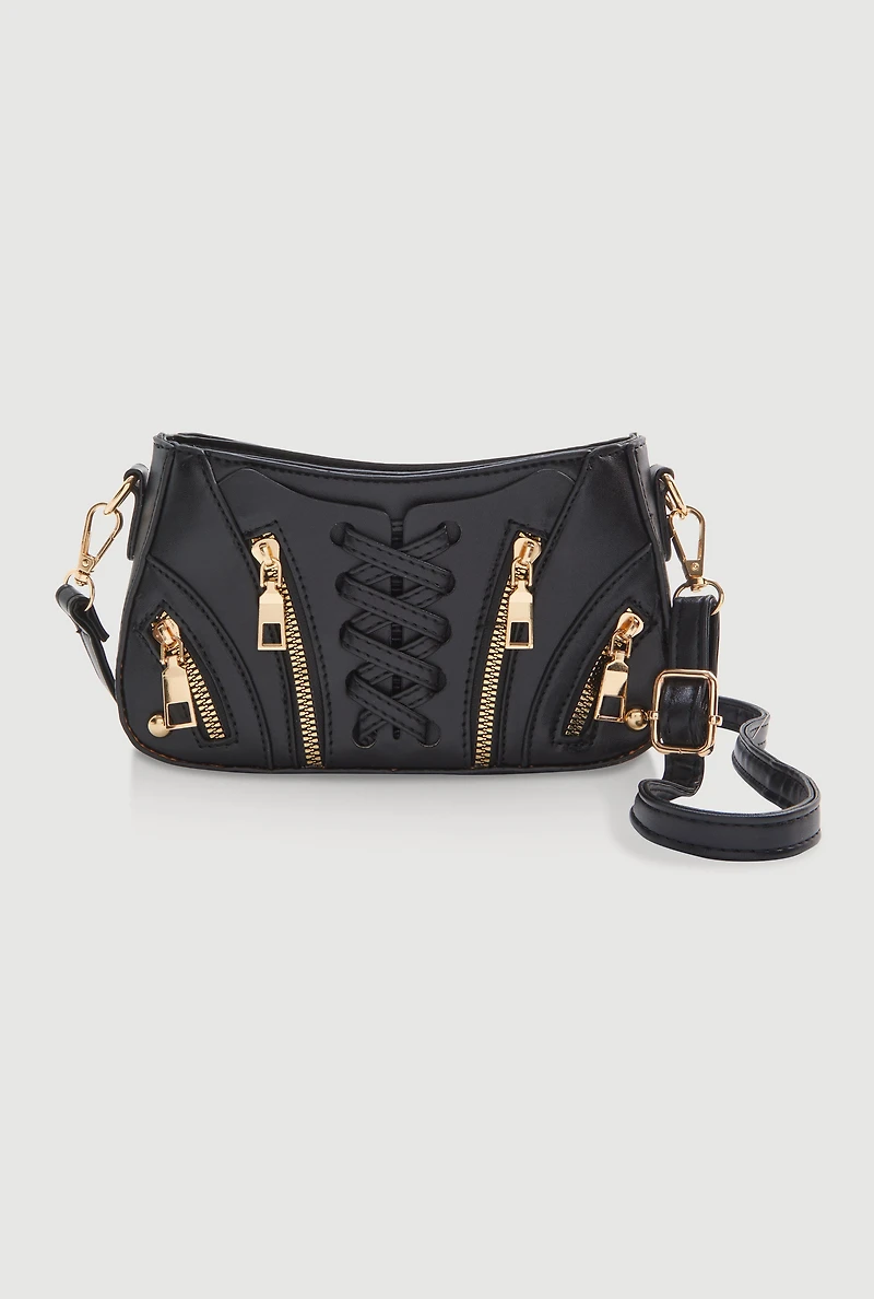 Lace Up Detail Crossbody Bag