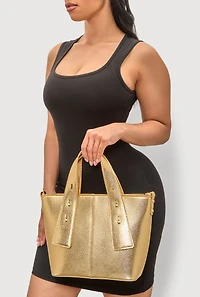 Faux Leather Convertible Handbag