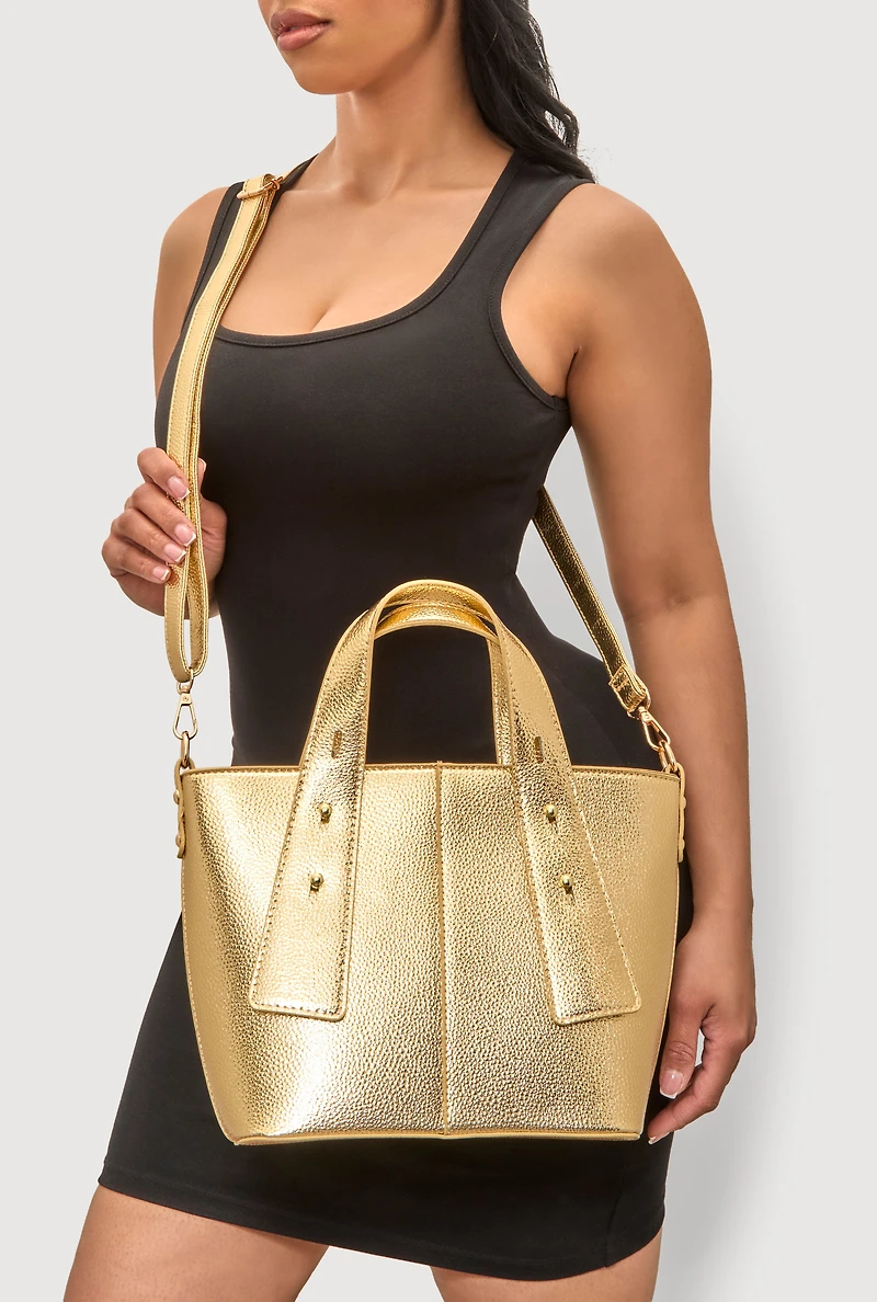 Faux Leather Convertible Handbag
