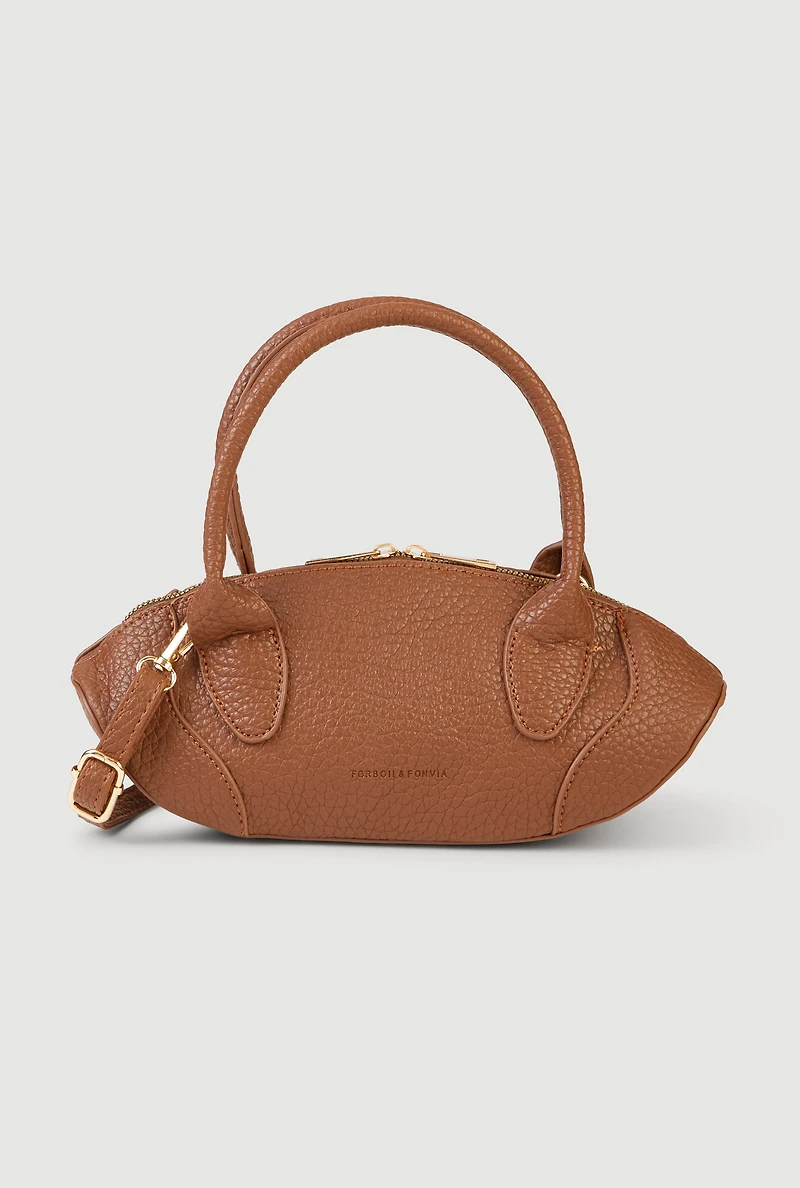Faux Leather Top Handle Convertible Crossbody Bag