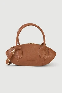 Faux Leather Top Handle Convertible Crossbody Bag