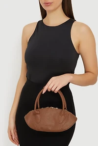 Faux Leather Top Handle Convertible Crossbody Bag