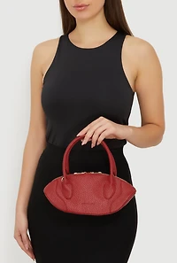 Faux Leather Top Handle Convertible Crossbody Bag