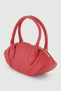 Faux Leather Top Handle Convertible Crossbody Bag