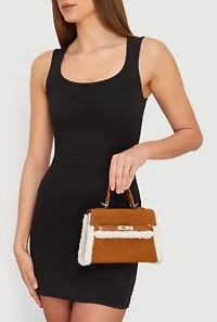 Sherpa Trim Crossbody Purse