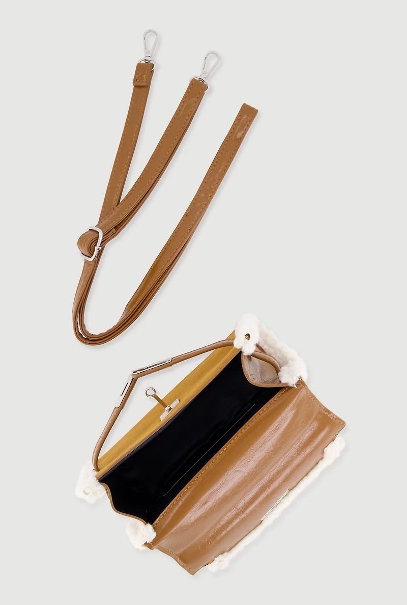 Sherpa Trim Crossbody Purse