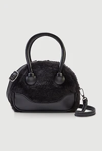 Faux Fur Convertible Crossbody Handbag