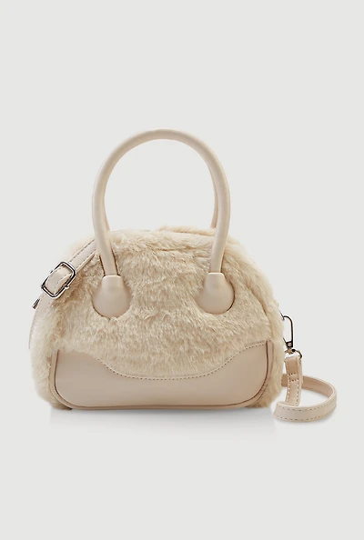 Faux Fur Convertible Crossbody Handbag