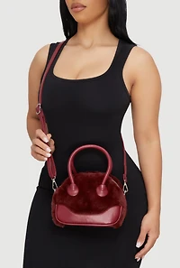 Faux Fur Convertible Crossbody Handbag