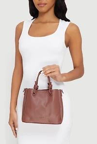 Womens Faux Leather Satchel Crossbody Bag, Brown