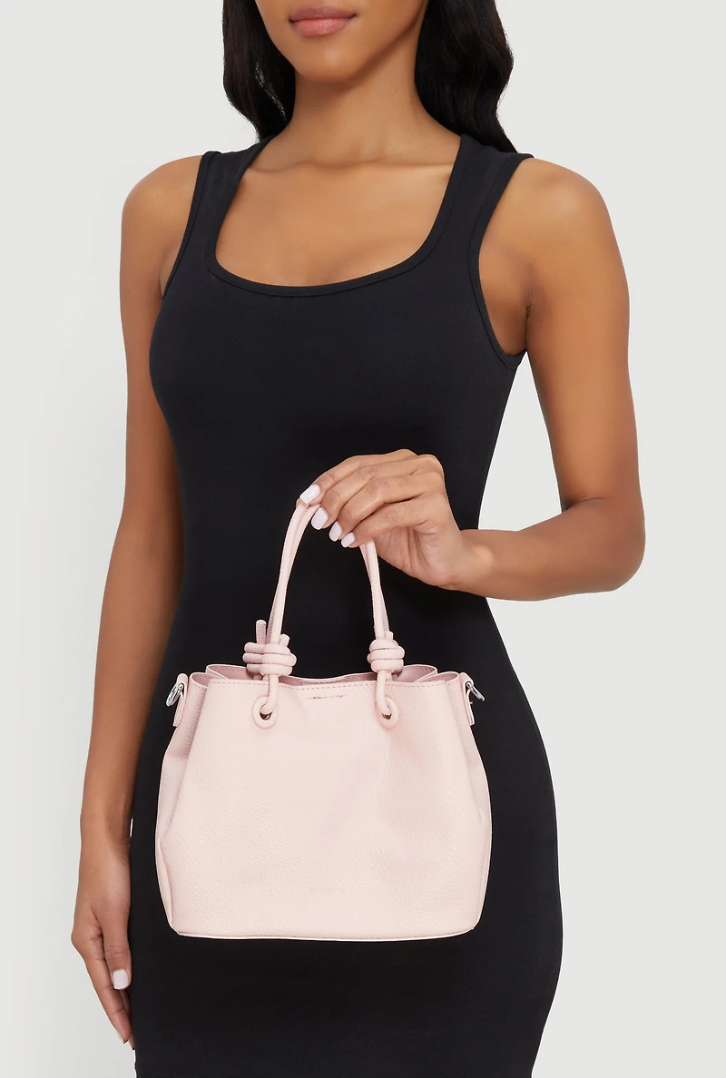 Faux Leather Satchel Crossbody Bag