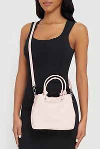 Faux Leather Satchel Crossbody Bag