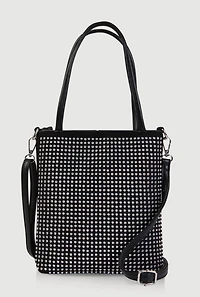 Rhinestone Studded Crossbody Tote Bag