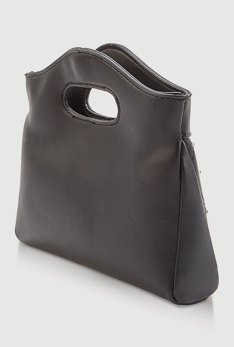 Rhinestone Bow Detail Crossbody Faux Leather Bag