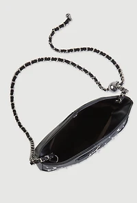 Rhinestone Bow Detail Crossbody Faux Leather Bag