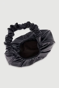 Faux Leather Pleated Hobo Bag