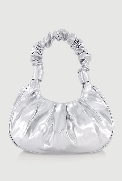 Faux Leather Pleated Hobo Bag