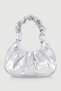 Faux Leather Pleated Hobo Bag