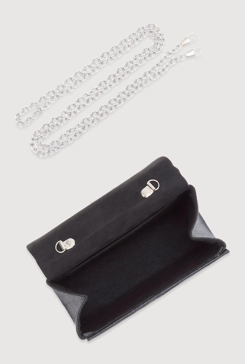 Rhinestone Bow Top Handle Handbag