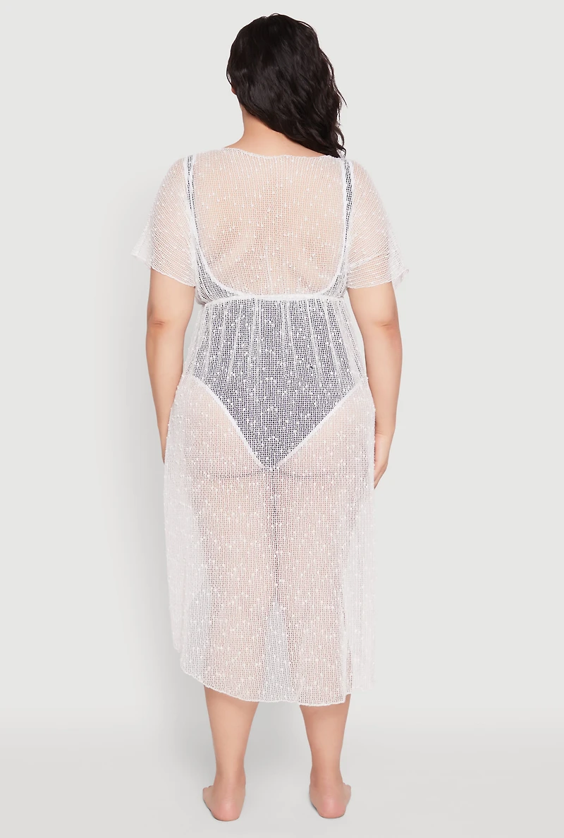 Popcorn Knit Tie Front Cover Up Kimono