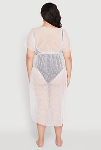 Popcorn Knit Tie Front Cover Up Kimono