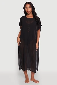 Womens Plisse Swim Cover Up,