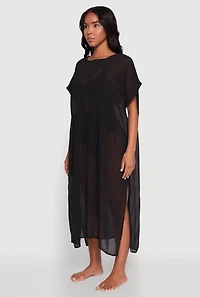 Womens Plisse Swim Cover Up,