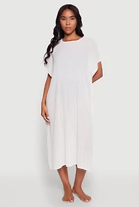 Womens Plisse Swim Cover Up, White
