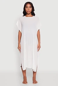 Womens Plisse Swim Cover Up, White