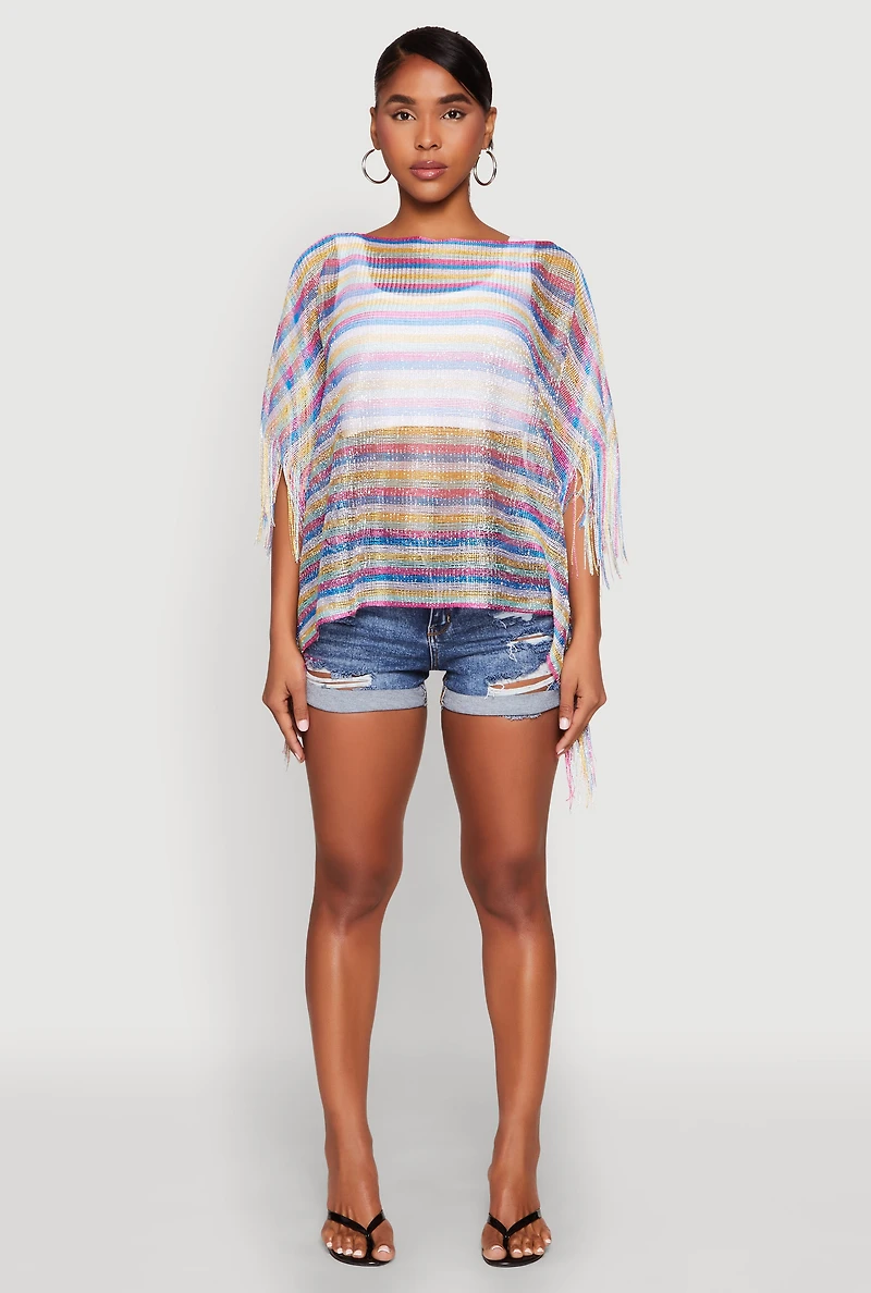 Womens Striped Swim Cover Up, Multi