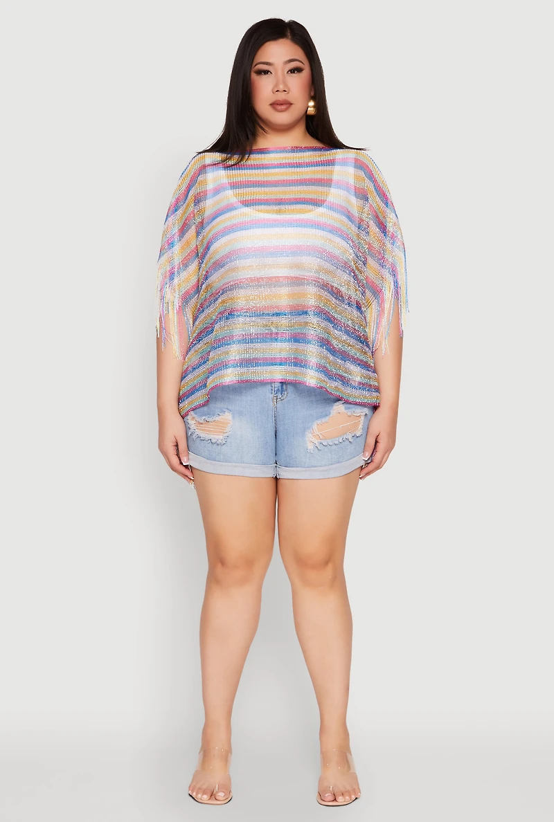 Womens Striped Swim Cover Up, Multi