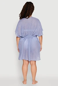 Womens Smocked Back Kimono, Blue