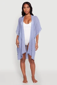 Womens Smocked Back Kimono, Blue