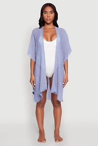 Womens Smocked Back Kimono, Blue