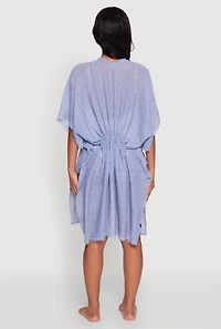Womens Smocked Back Kimono, Blue