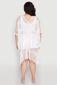 Womens Butterfly Fringe Swim Cover Up, White