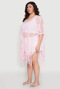 Womens Butterfly Fringe Swim Cover Up,