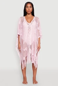 Womens Butterfly Fringe Swim Cover Up,