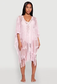 Womens Butterfly Fringe Swim Cover Up,