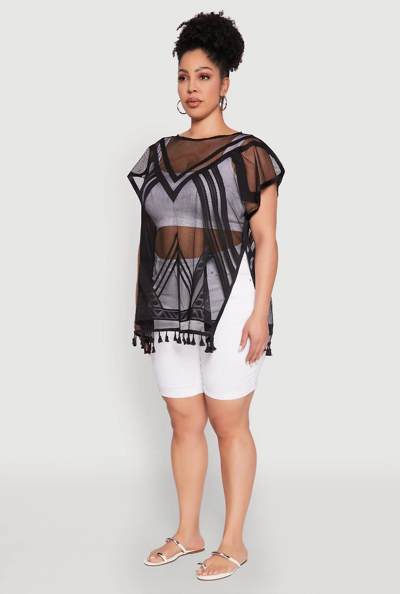 Fishnet Tassel Fringe Swim Cover Up