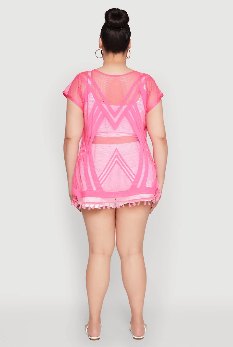 Fishnet Tassel Fringe Swim Cover Up
