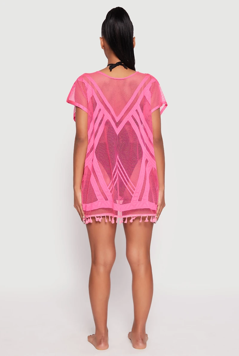 Fishnet Tassel Fringe Swim Cover Up