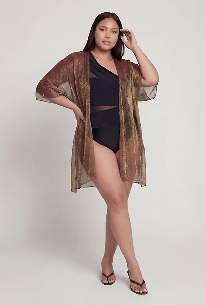 Animal Print Lurex Mesh Swim Cover Up