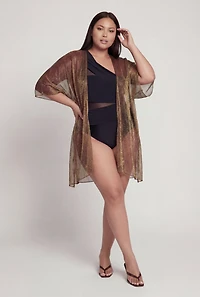 Animal Print Lurex Mesh Swim Cover Up