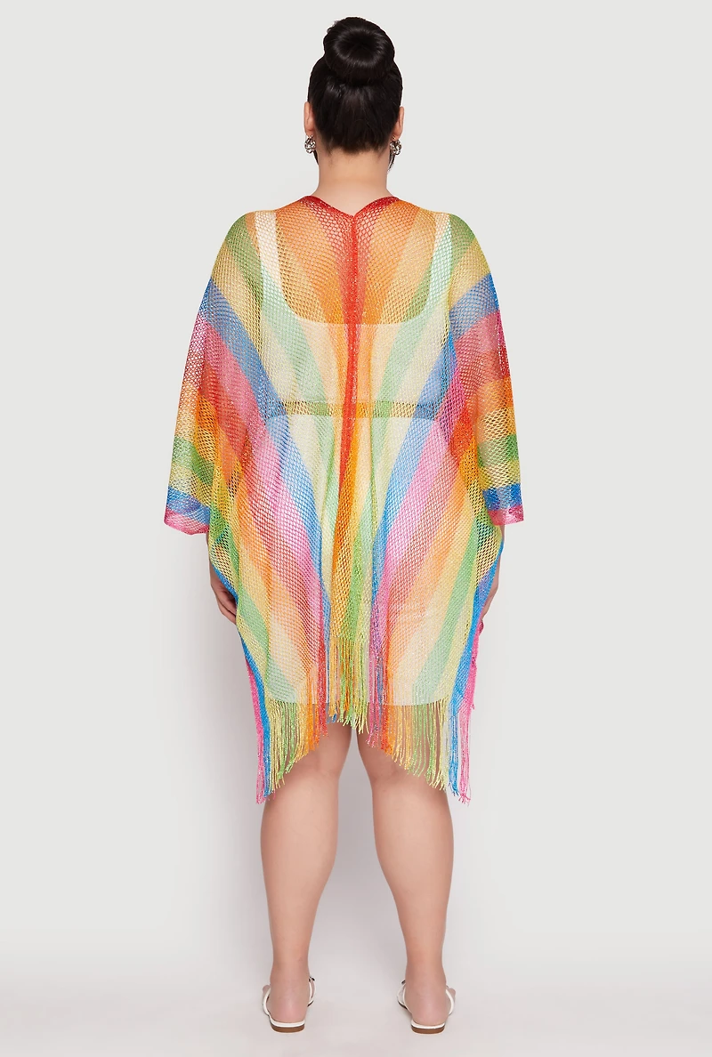 Rainbow Striped Cover Up Kimono