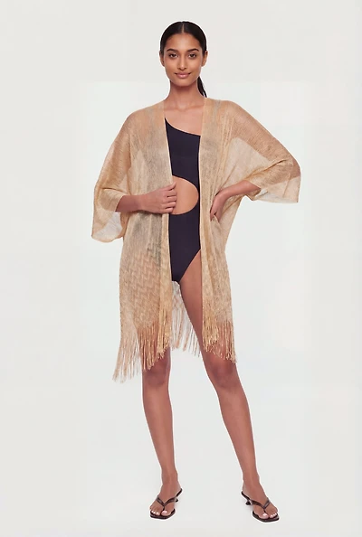 Lurex Fringe Hem Swim Cover Up