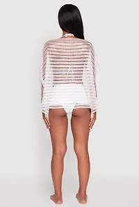 Lurex Shadow Stripe Fringe Swim Cover Up